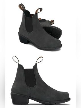 Blundstone 1960 Nubuck Leather Rustic Black Heeled Chelsea Boots